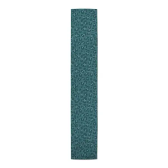 72" Leopard Cotton Twill Runner Teal {4}