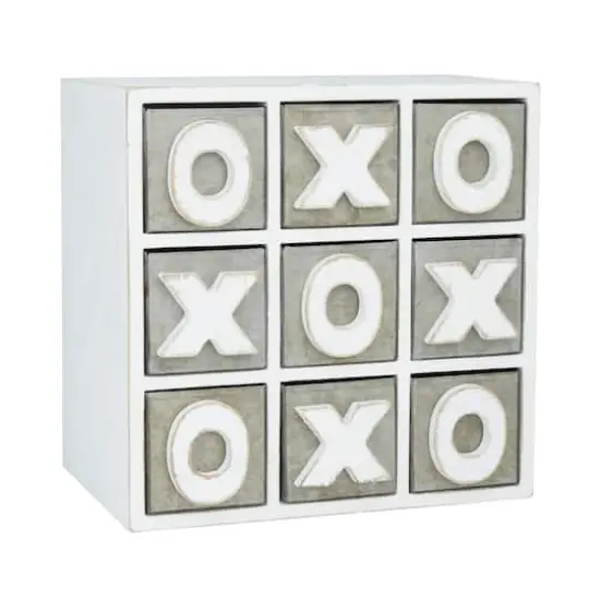 White Wood Traditional Tic Tac Toe Cabinet, 11" x 11" x 9" {1}