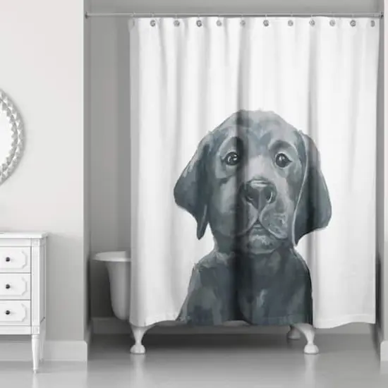 Black Lab Puppy 71" x 74" Shower Curtain {1}