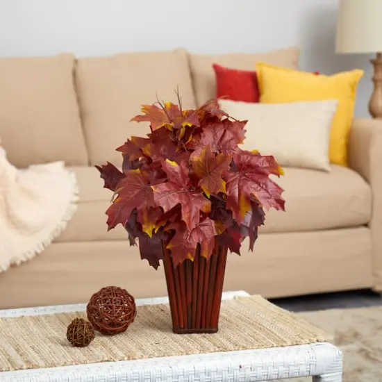 19" Autumn Maple Leaf Plant in Decorative Planter {4}