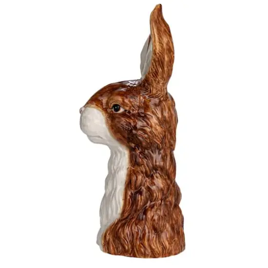 Hello Honey&reg; 11.75" Brown & White Hand-Painted Decorative Stoneware Rabbit Vase {12}
