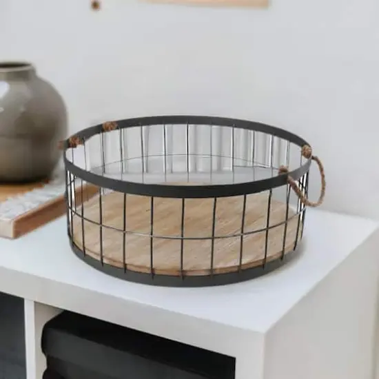 Wire Baskets with Wooden Base & Handles, 2ct. {1}
