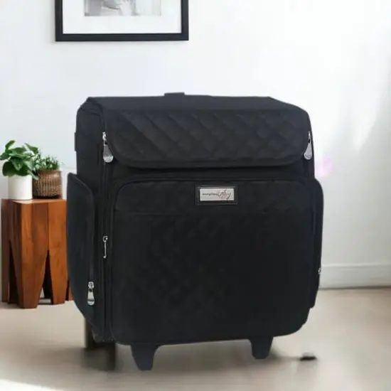 Everything Mary Black Quilted Rolling Scrapbook Storage Tote {9}