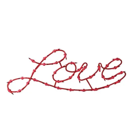 17" Lighted Red Love Script Window Silhouette Decoration {3}