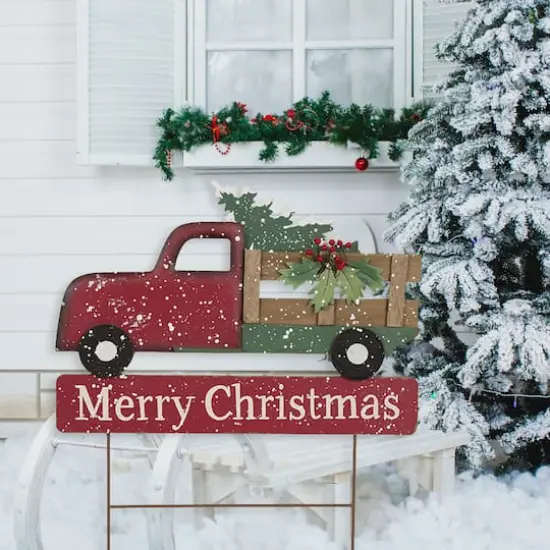 Glitzhome&reg; 24" Christmas Truck Yard Stack {4}