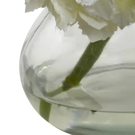 8.5" Cream Blooming Hydrangea in Glass Vase {4}