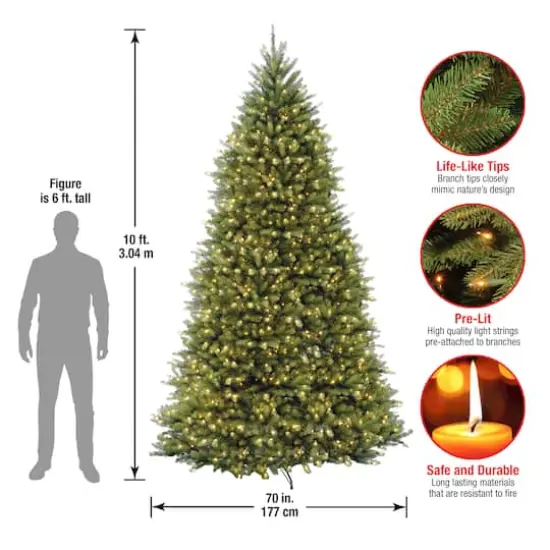 10 ft. Pre-Lit Dunhill® Fir Hinged Full Artificial Christmas Tree, Clear Lights {7}