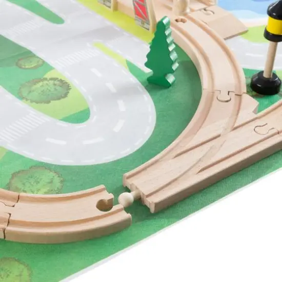 Toy Time Wooden Train Set with Play Mat {8}