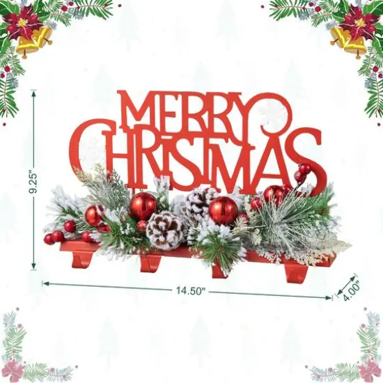 Glitzhome&reg; 14.5" Merry Christmas Metal Stocking Holder {9}