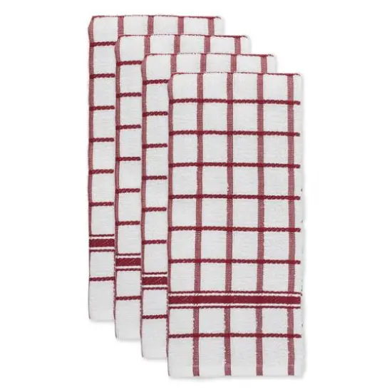 DII&reg; Windowpane Terry Dishtowels, 4ct. Wine {4}
