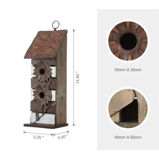 Glitzhome&reg; 14.5" Brown & White Pallet Distressed Birdhouse {9}