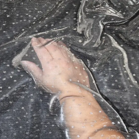 Feldman Silver Dots & Stars Metallic Knit Fabric {4}