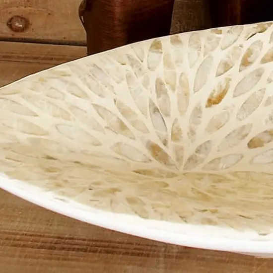 22" White Mother of Pearl Coastal Tray {4}
