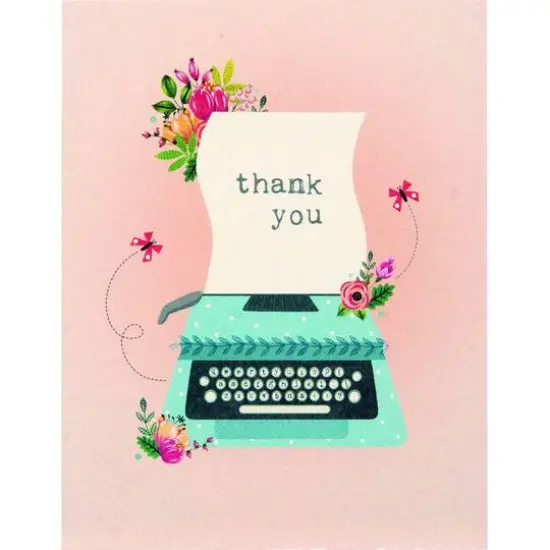 JAM Paper 'Go Green' Floral Typewriter Thank You Card Set, 16ct. {1}