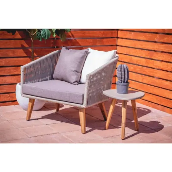 16" Gray Wood Modern Outdoor Accent Table {10}