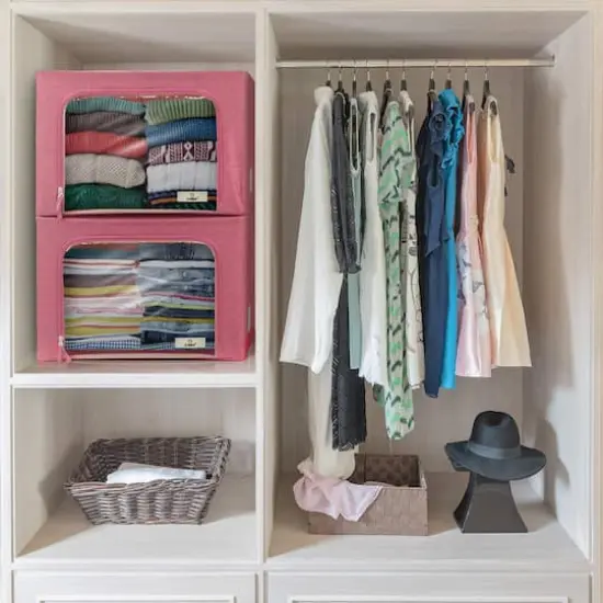 Sorbus Foldable & Stackable Storage Bags with Windows Set Pink {5}