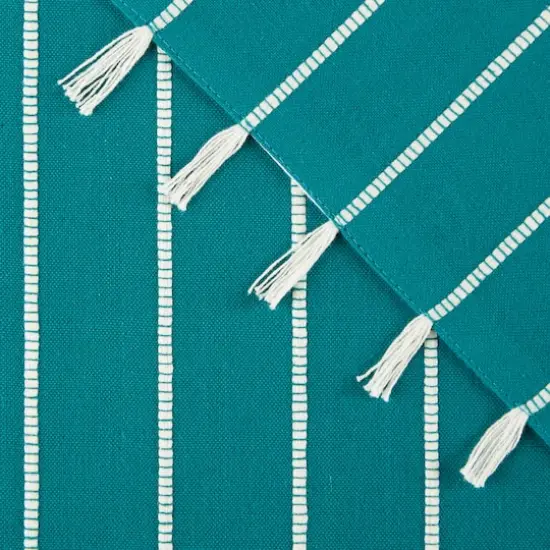 DII&reg; Stripe Tassel Placemats, 4ct. Teal/Off-White {6}