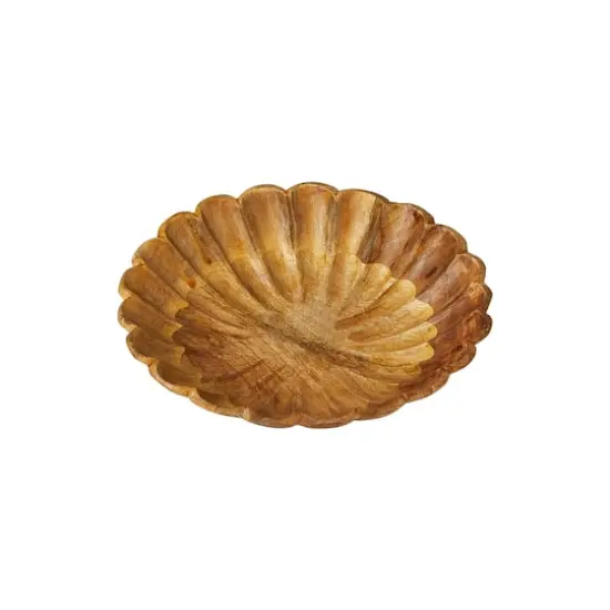 Hello Honey® 8" Natural Boho Carved Wood Bowl with Scalloped Edge {3}