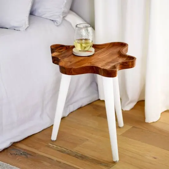 Hello Honey&reg; Wood Wavy Edge End Table {4}