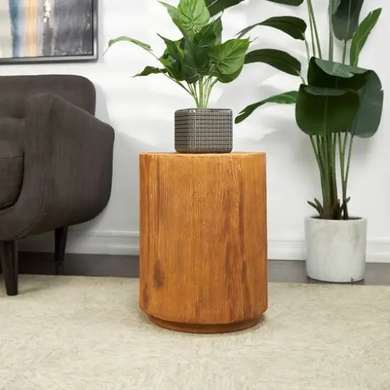 18" Brown Wood Grain Block Outdoor Accent Table  {3}