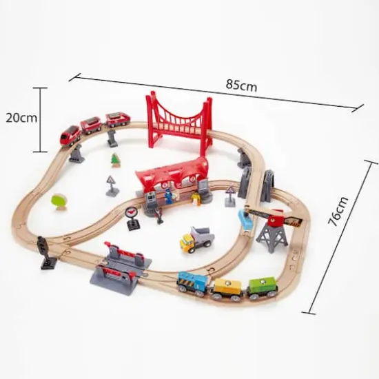 Hape Busy City Rail Wooden Train Set {4}