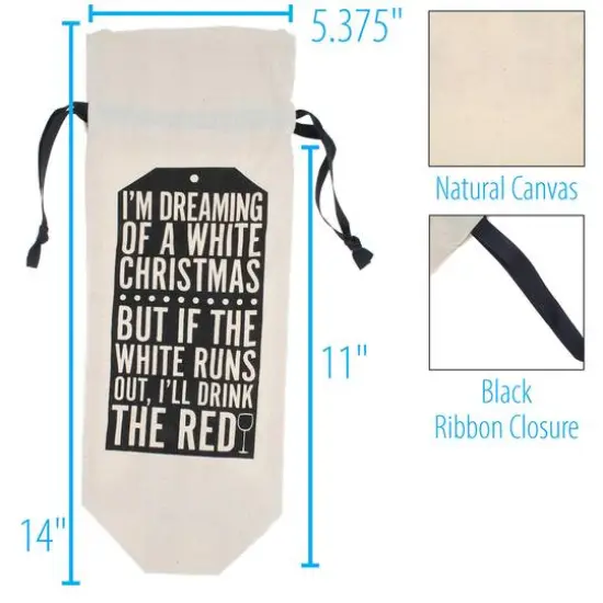 Personality Case&trade; Natural White Christmas Gift Tag Wine Bag {5}