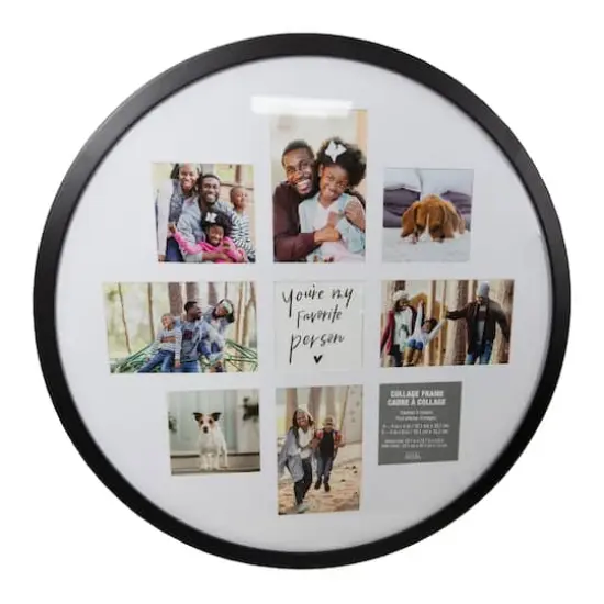 9 Opening 20.7" x 20.7" Black Round Collage Frame with Mat by Studio D&eacute;cor&reg; {1}