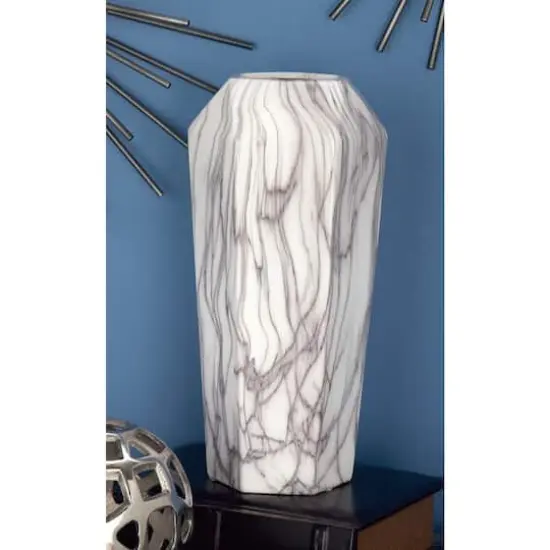 14" White Ceramic Contemporary Vase {6}