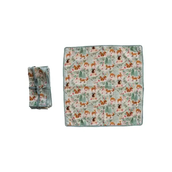 Hello Honey® 18" Multicolor Woodland Flora & Fauna Napkins with Pom Pom Trim, 4ct. {4}