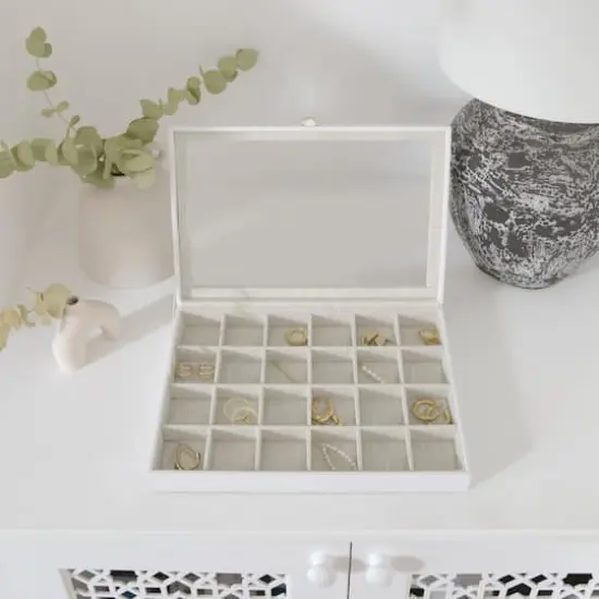 Lilarie & Co. Jewelry Box with Glass Lid White {4}