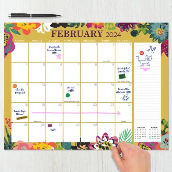 TF Publishing 2024 Floral Medium Desk Pad Monthly Blotter Calendar {3}