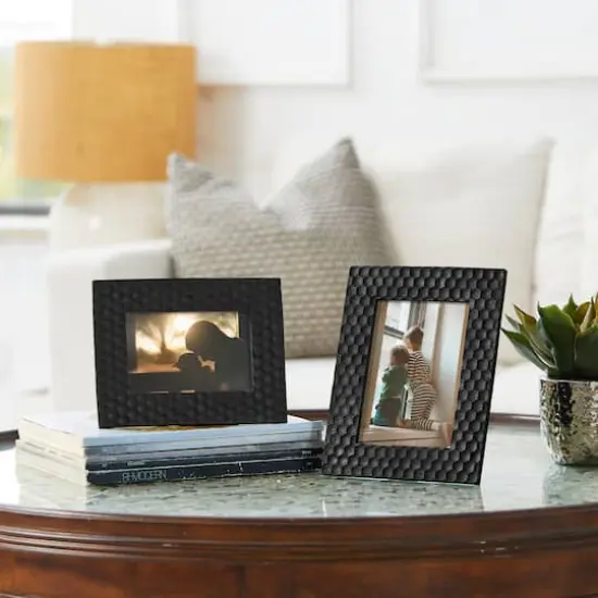Glitzhome&reg; Black Honeycomb Resin Tabletop Picture Frame Set {4}