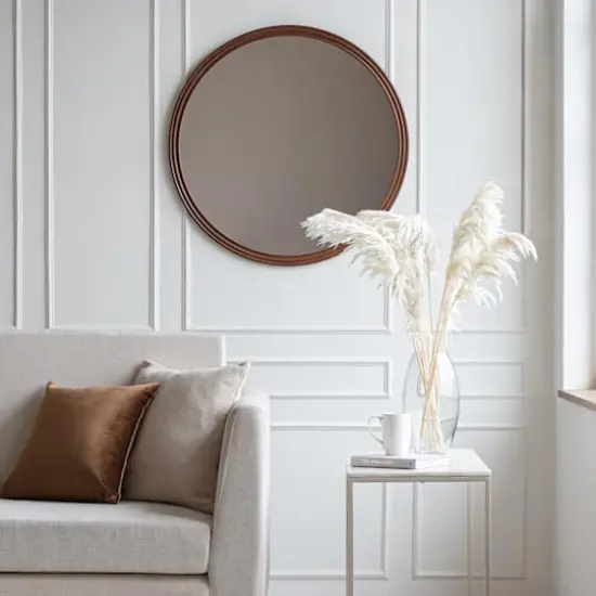 Habitat Decorative 30" Brown Carved Circular Wall Mirror {3}