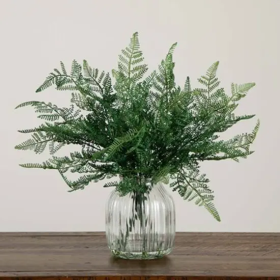 17" Forest Fern Arrangement in Glass Vase {5}