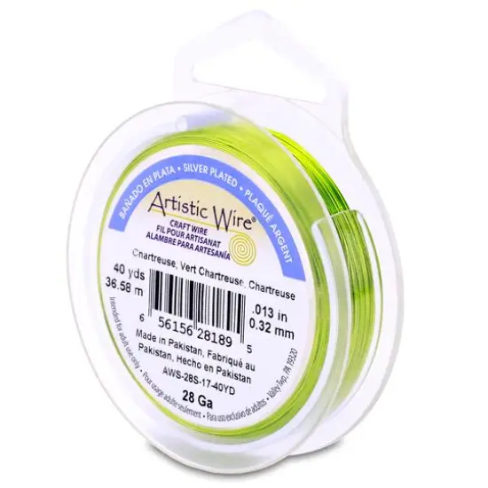 Artistic Wire&reg; 28 Gauge Silver Plated Tarnish Resistant Colored Copper Craft Wire, 40yd. Chartreuse {2}