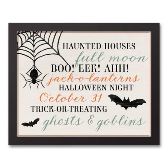Halloween Things Black Framed Canvas Wall Art {1}