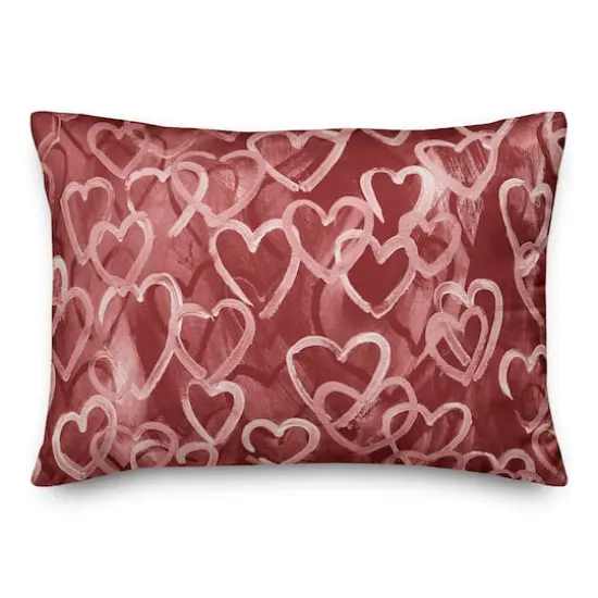 Painterly Hearts 20" x 14" Indoor / Outdoor Pillow {1}