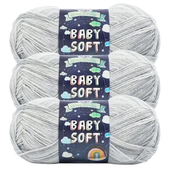 3 Pack Lion Brand&reg; Baby Soft&reg; Variegates Yarn Grey Print {1}