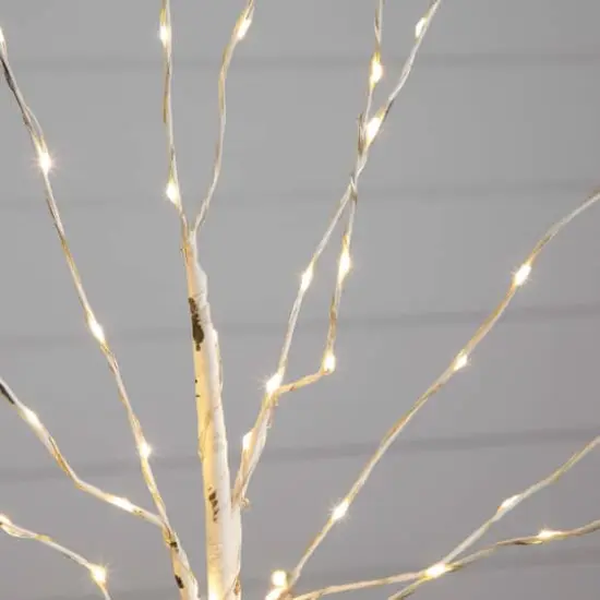 2ft. Pre-Lit White Birch Artificial Christmas Tree, Warm White LED Lights {5}