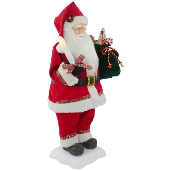 24" Animated Santa Claus with Lighted Candle Musical Christmas Figure {4}