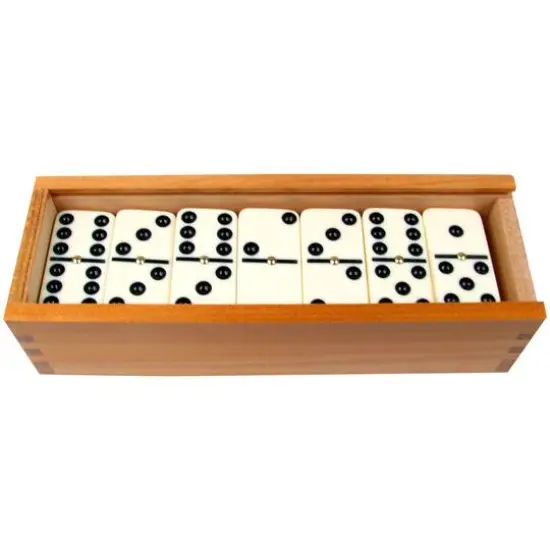 Toy Time Double Six Dominoes Set In Wooden Storage Case {4}
