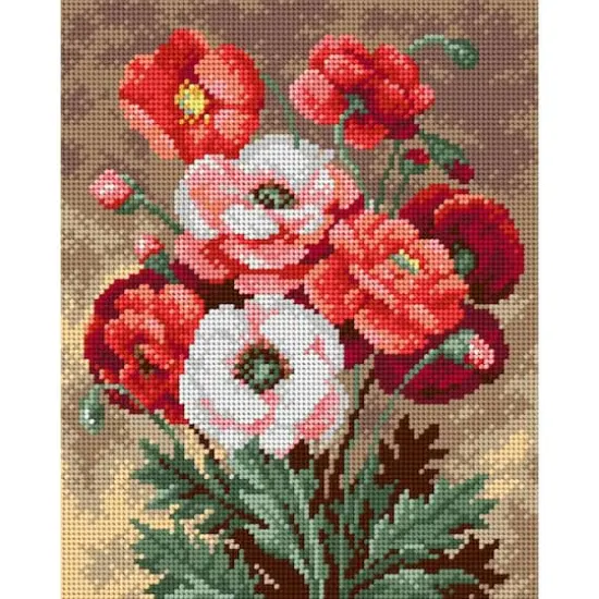 Orchidea Gobelin Canvas For Halfstitch Without Yarn Bouquet Of Poppies  {1}