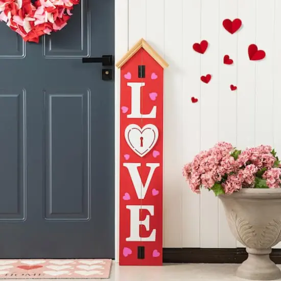 Glitzhome&reg; 42" Valentine's Wooden "LOVE" House-shaped Porch D&eacute;cor {3}
