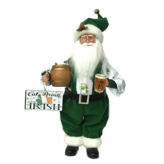 15" Eat, Drink & Be Irish Santa Claus Decoration {1}