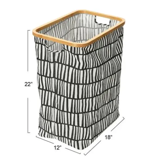 Household Essentials Krush Bamboo Rimmed Hamper (Rectangular, Black) {4}