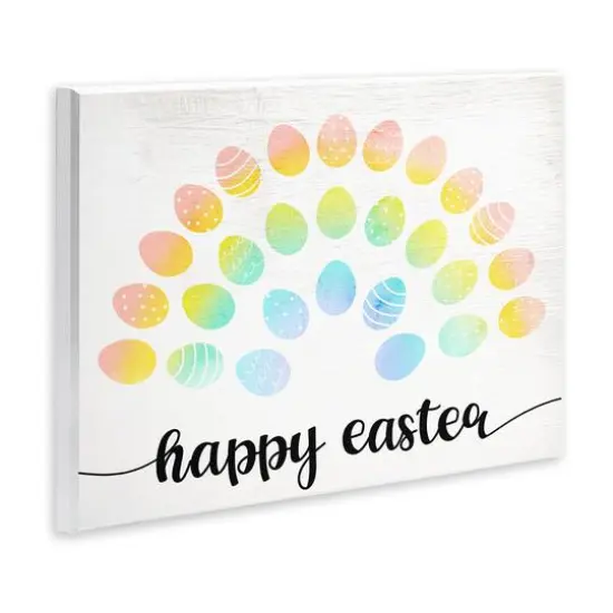 Stupell Industries Happy Easter Phrase Patterned Egg Rainbow Wall Plaque Art {4}