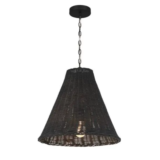 Hello Honey&reg; Rattan Taper Pendant Light Black {9}
