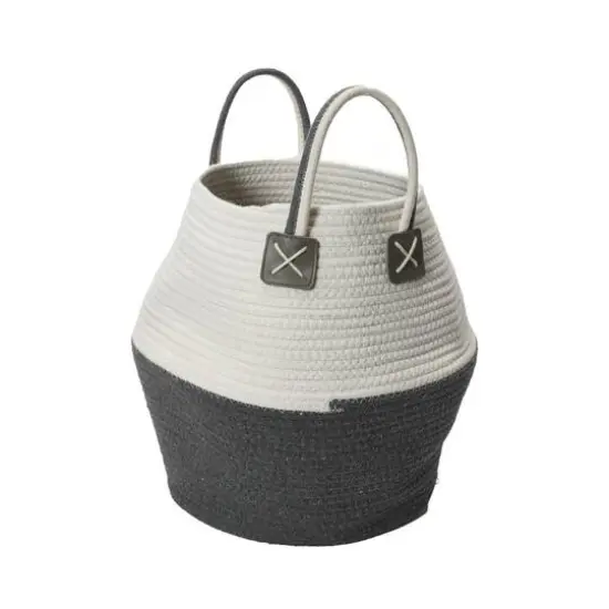 Household Essentials 15" Black & Ivory Bono Rope Basket {5}
