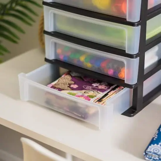 IRIS Black 4 Drawer Desktop Storage Unit Set {5}