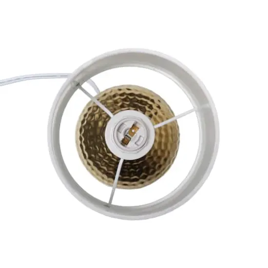Simple Designs Hammered Gold Table Lamp White {8}